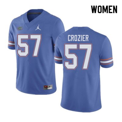 Women's Florida Gators #57 Coleman Crozier NCAA Jordan Brand Blue Authentic Stitched College Football Jersey KBD7462MR